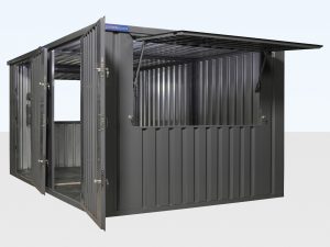 4m x 4.2m Side Linked Flat Packed Kiosk Bundle (RAL7015)